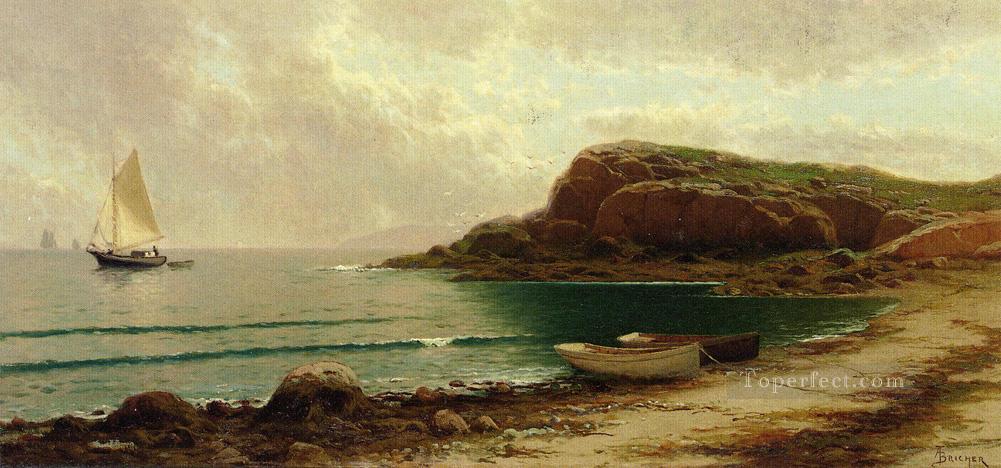 Seascape with Dories and Sailboats beachside Alfred Thompson Bricher Oil Paintings